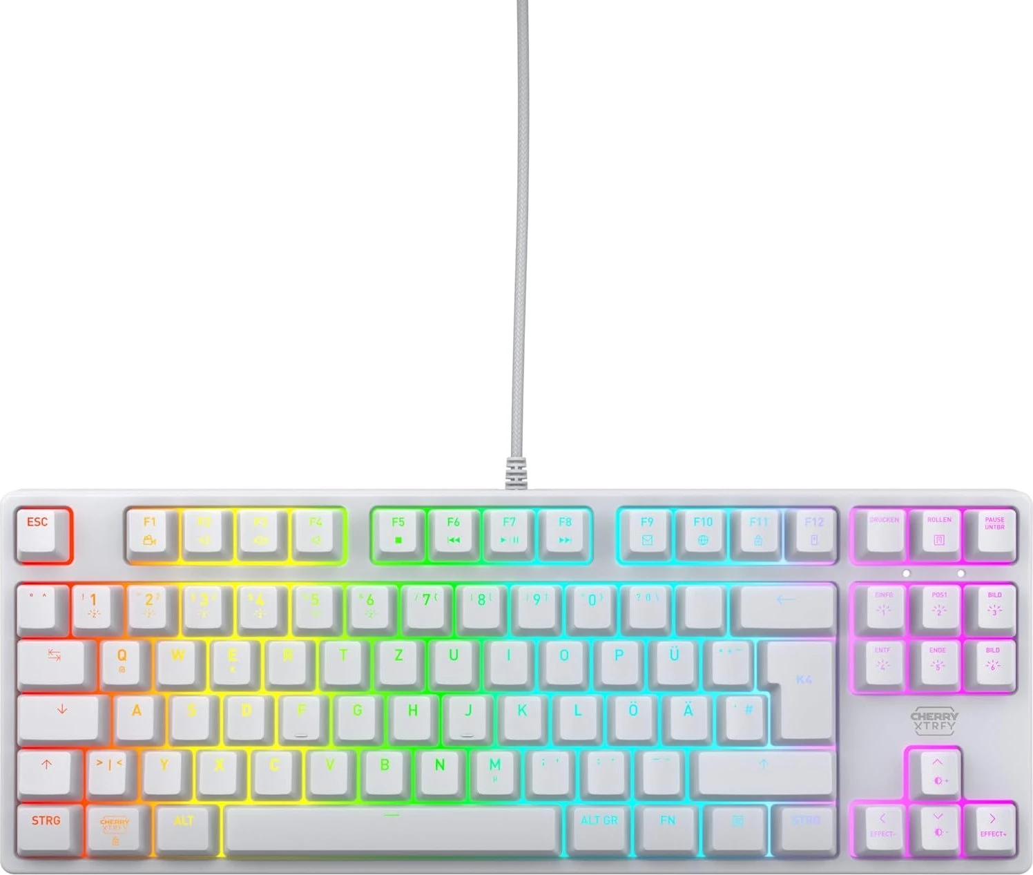 Cherry Xtrfy K4V2 TKL, Gaming-Tastatur , weiß, LEDs RGB, MX2A RGB RED, USB, DE