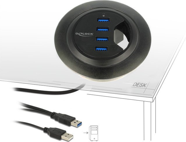 DeLOCK Tisch-Hub, 4-port, USB 3.0 - 62868