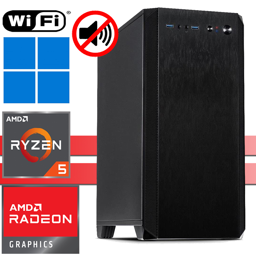 X-Silent PC│AMD Ryzen 5 5600G│64GB RAM DDR4│2000GB SSD NVMe│4000GB HDD│H-606│WiFi│Windows 11 Pro