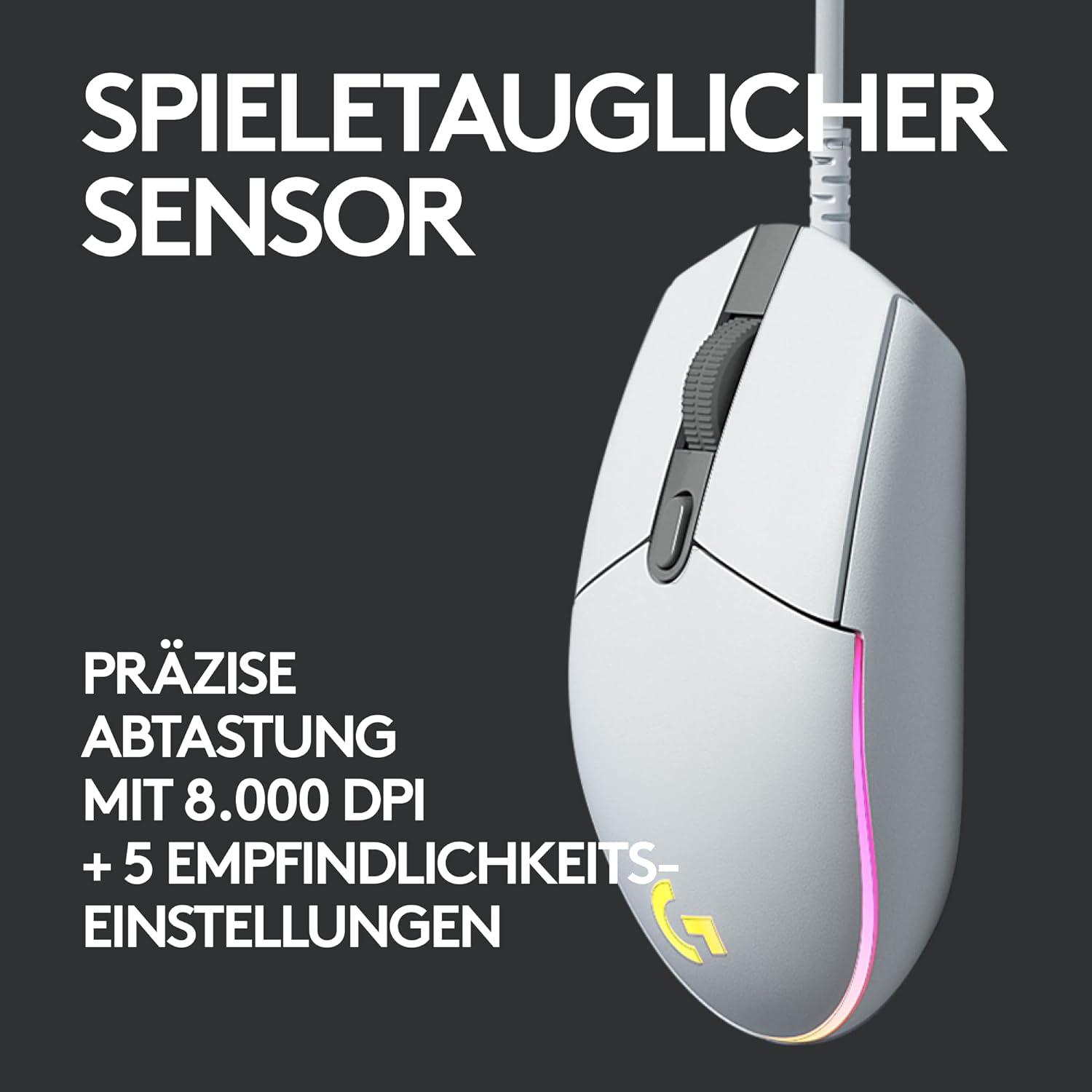 Logitech G203 Lightsync weiß, USB