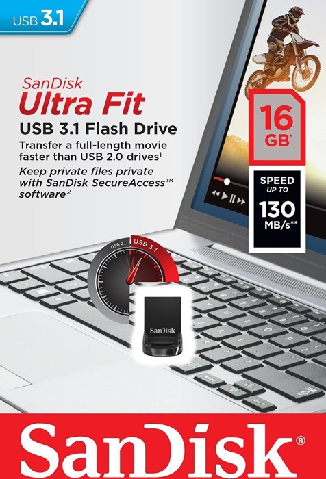 16 GB SanDisk Ultra Fit, USB-A 3.0