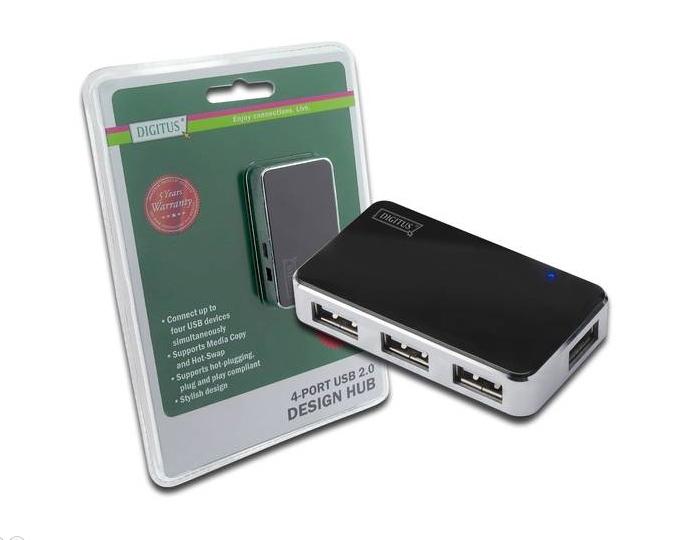 Digitus DA-70220 USB 2.0 Hub, 4-port mit Netzteil