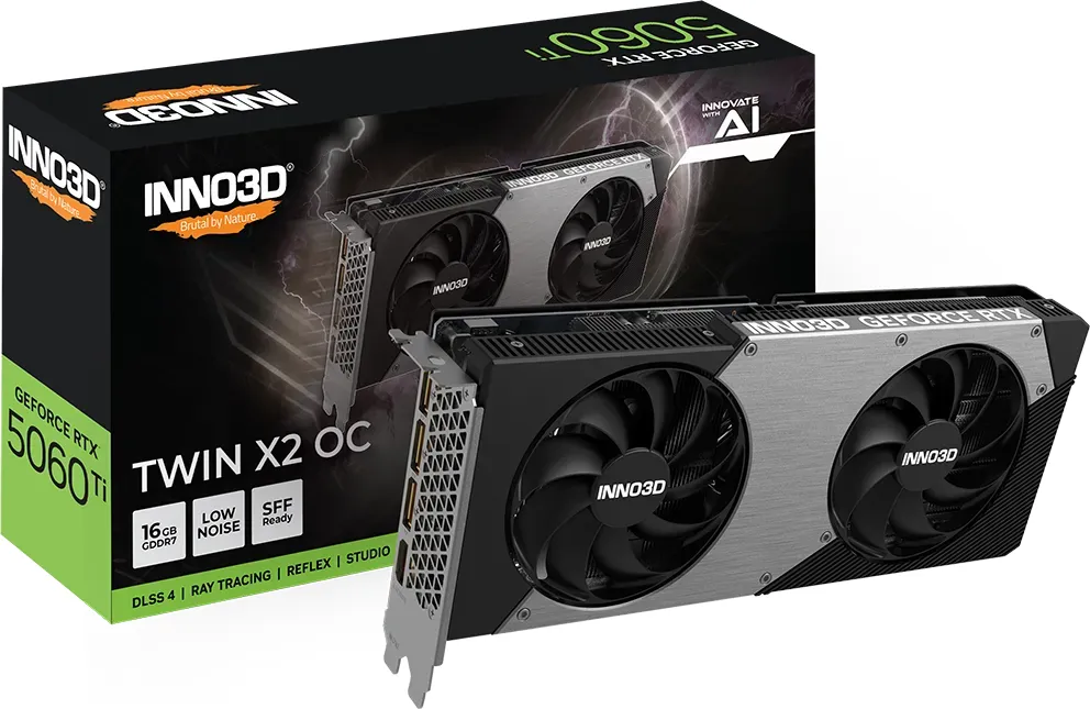 INNO3D GeForce RTX 5060 Ti Twin X2 OC, 16GB GDDR7, HDMI, 3x DP