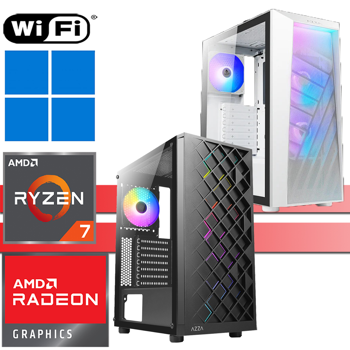 X-Gaming PC│AMD Ryzen 7 5700G│bis 64GB RAM DDR4│bis 2TB SSD│bis 4TB HDD│WiFi│Windows 11 Pro
