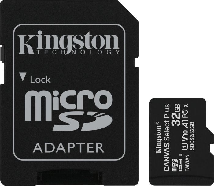 32 GB Kingston Canvas Select Plus R100 microSDHC Kit, UHS-I U1