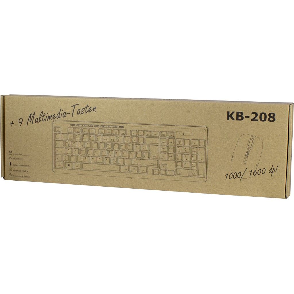 Inter-Tech KB-208 Funk-Tastatur-Maus-Set schwarz, USB, DE