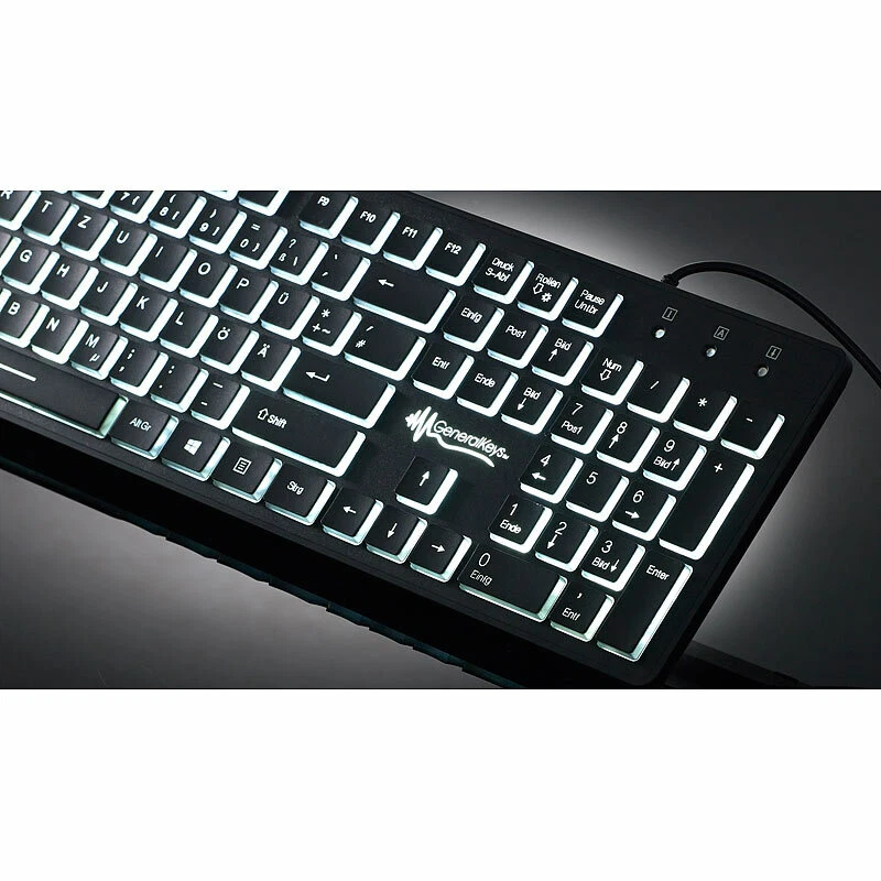 GeneralKeys Beleuchtete USB-Tastatur mit Nummernblock