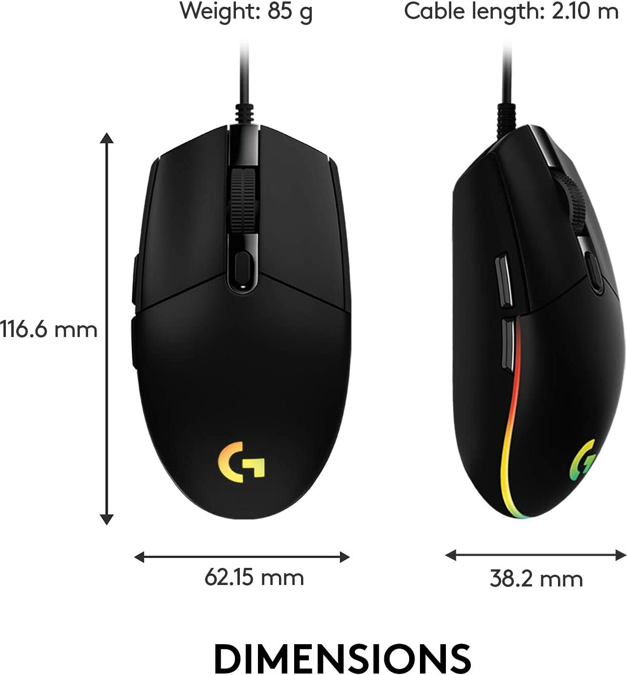 Logitech G203 Lightsync schwarz, USB