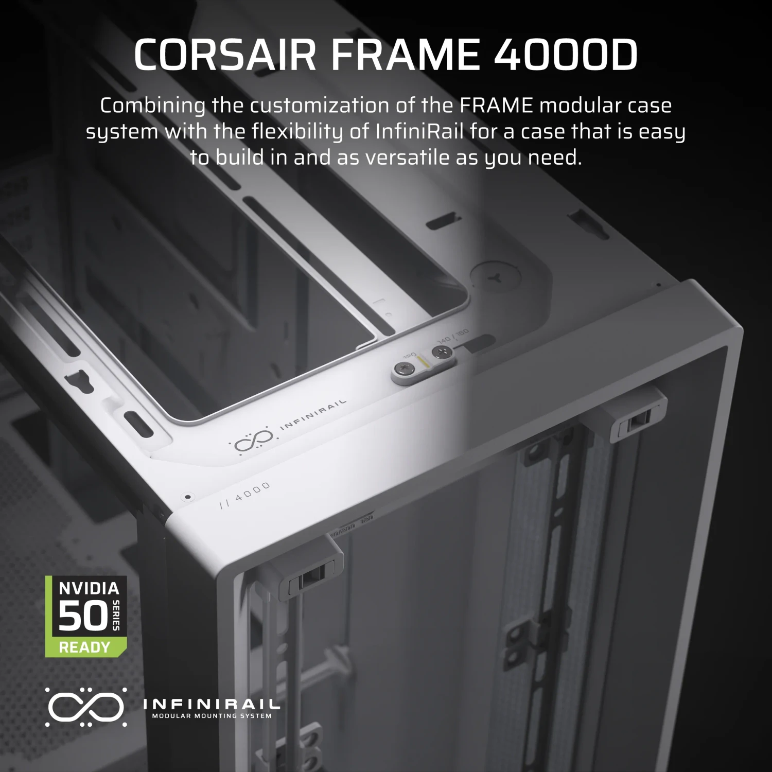 Corsair Frame 4000D, weiß, Glasfenster