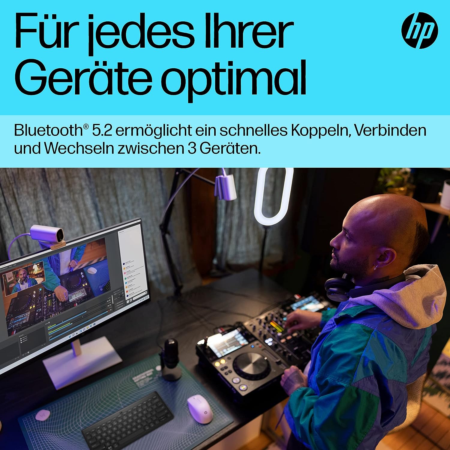 HP 350 Compact Multi-Device Keyboard schwarz, Bluetooth, DE