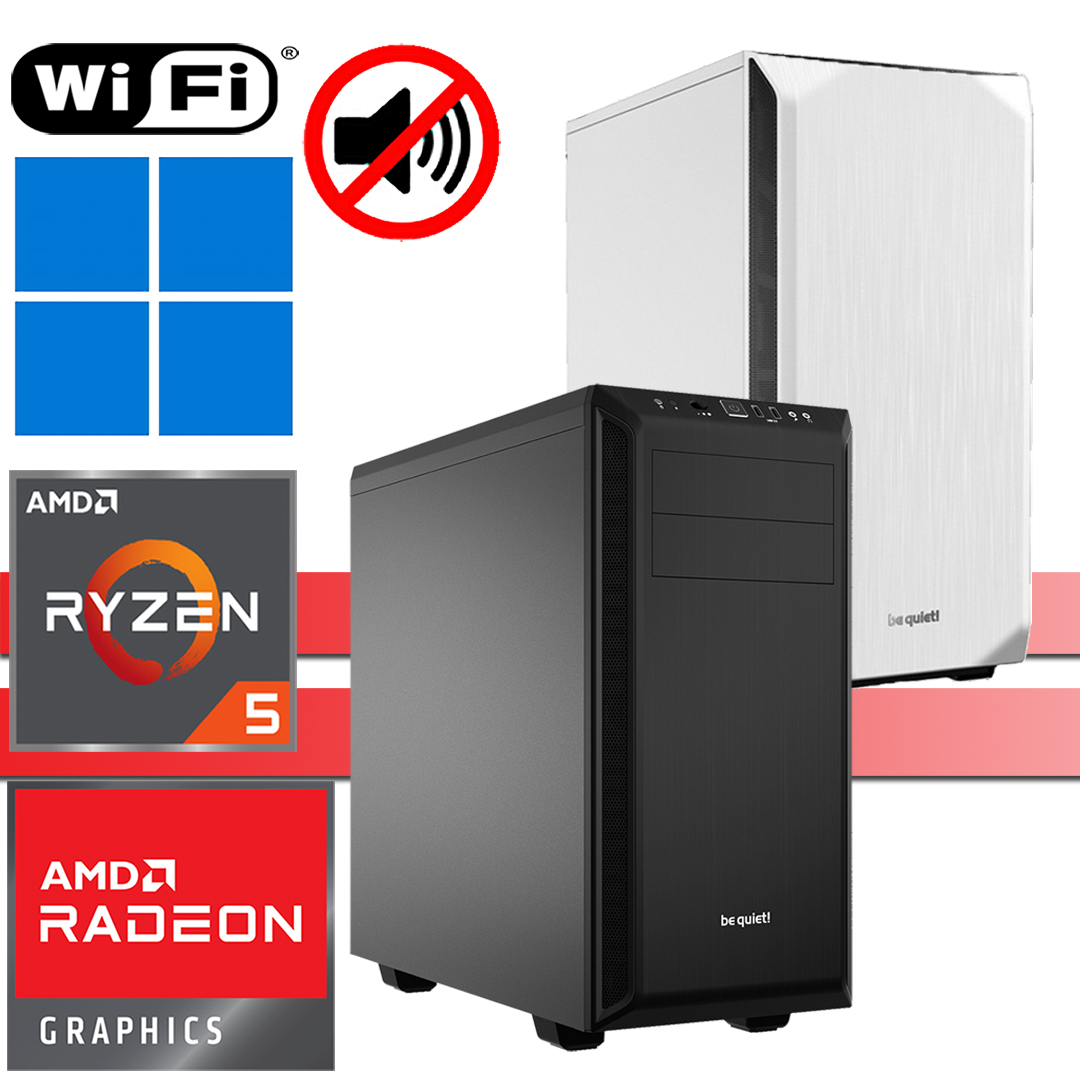X-Silent PC│AMD Ryzen 5 8600G│bis 64GB RAM DDR5│bis 2TB NVMe SSD│bis 4TB HDD│Pure Base white│Windows 11 Pro