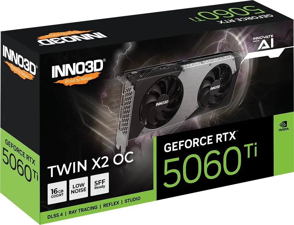INNO3D GeForce RTX 5060 Ti Twin X2 OC, 16GB GDDR7, HDMI, 3x DP