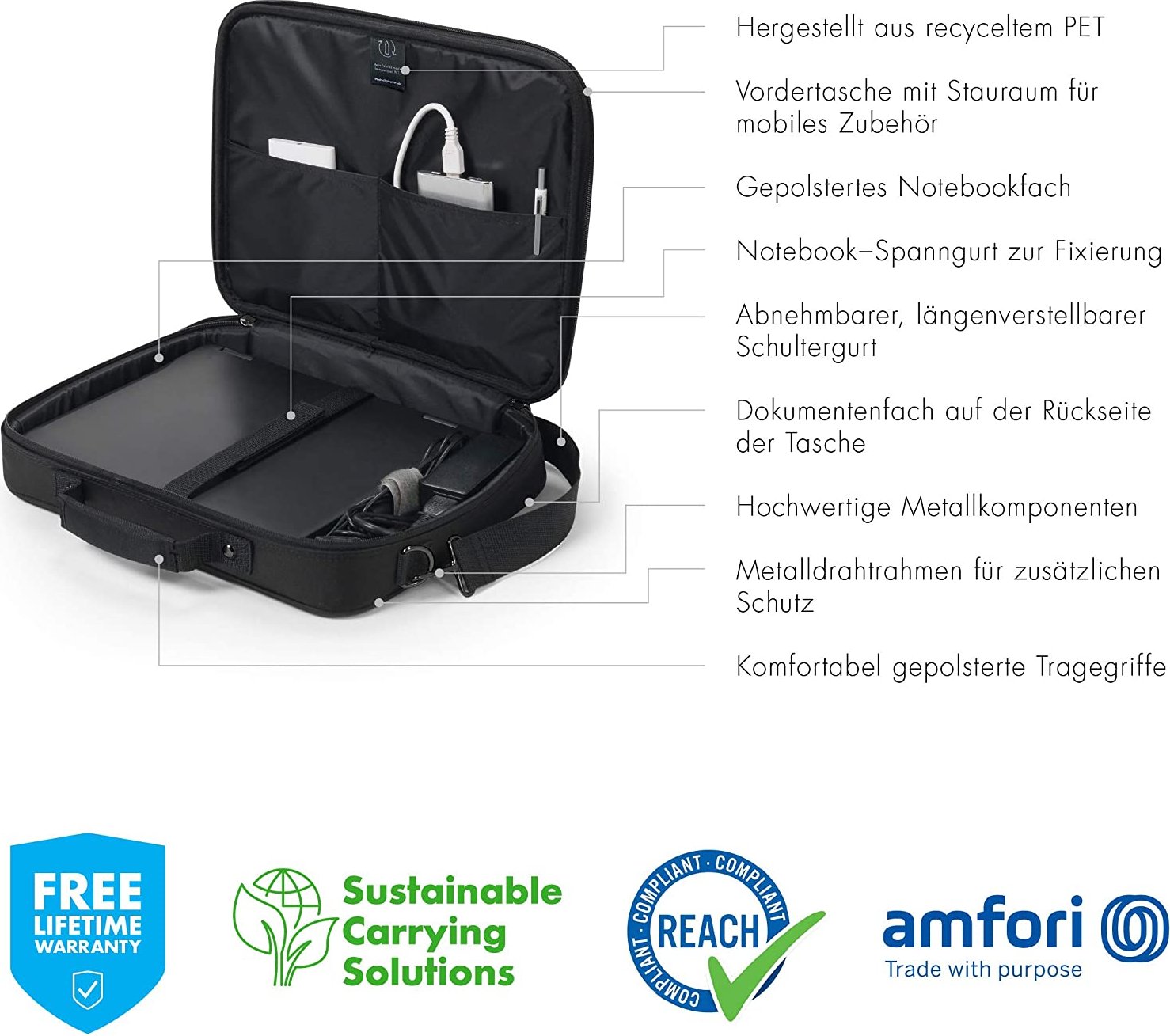 15-17.3" Dicota Eco Multi Base Notebooktasche, schwarz