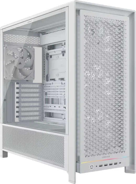 CORSAIR FRAME 5000D RS – weißes PC-Gehäuse mit Glasfenster und 4× RS140