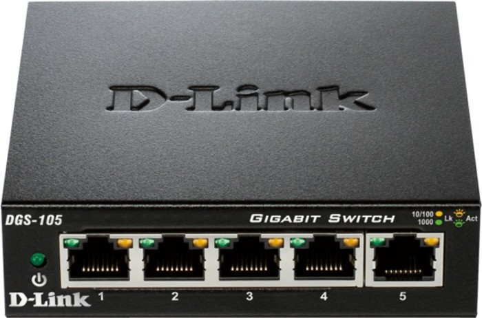 D-Link DGS-100 Desktop Gigabit Switch, 5x RJ-45 - DGS-105
