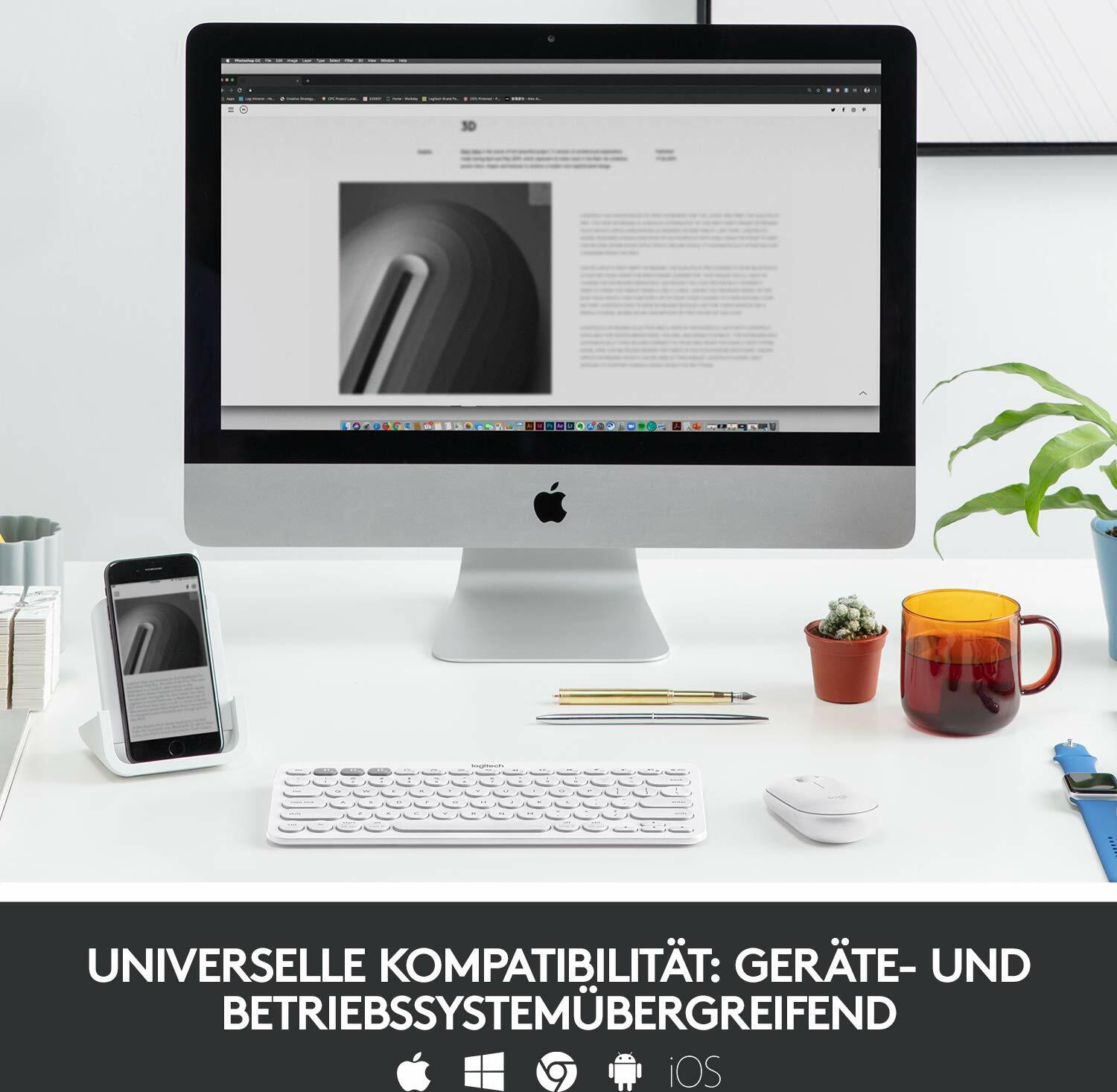 Logitech K380 Multi-Device Bluetooth Tastatur, weiß