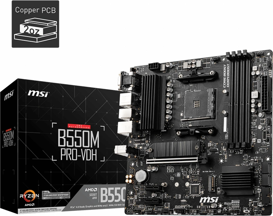 MSI B550M PRO-VDH │ AMD B550 │ Sockel AM4 │ DDR4 │ mATX