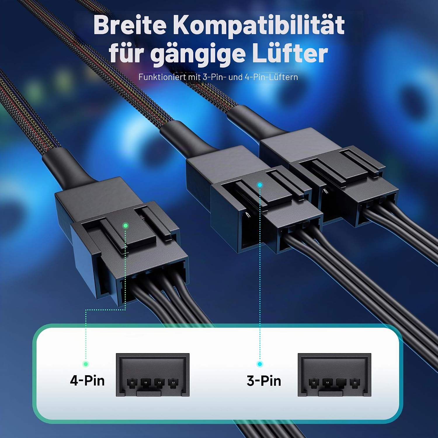 4pin PWM Lüfter Y-Kabel, 3fach