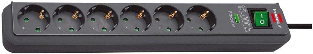 Brennenstuhl Eco-Line mit Schalter, 6-fach, 5m, anthrazit