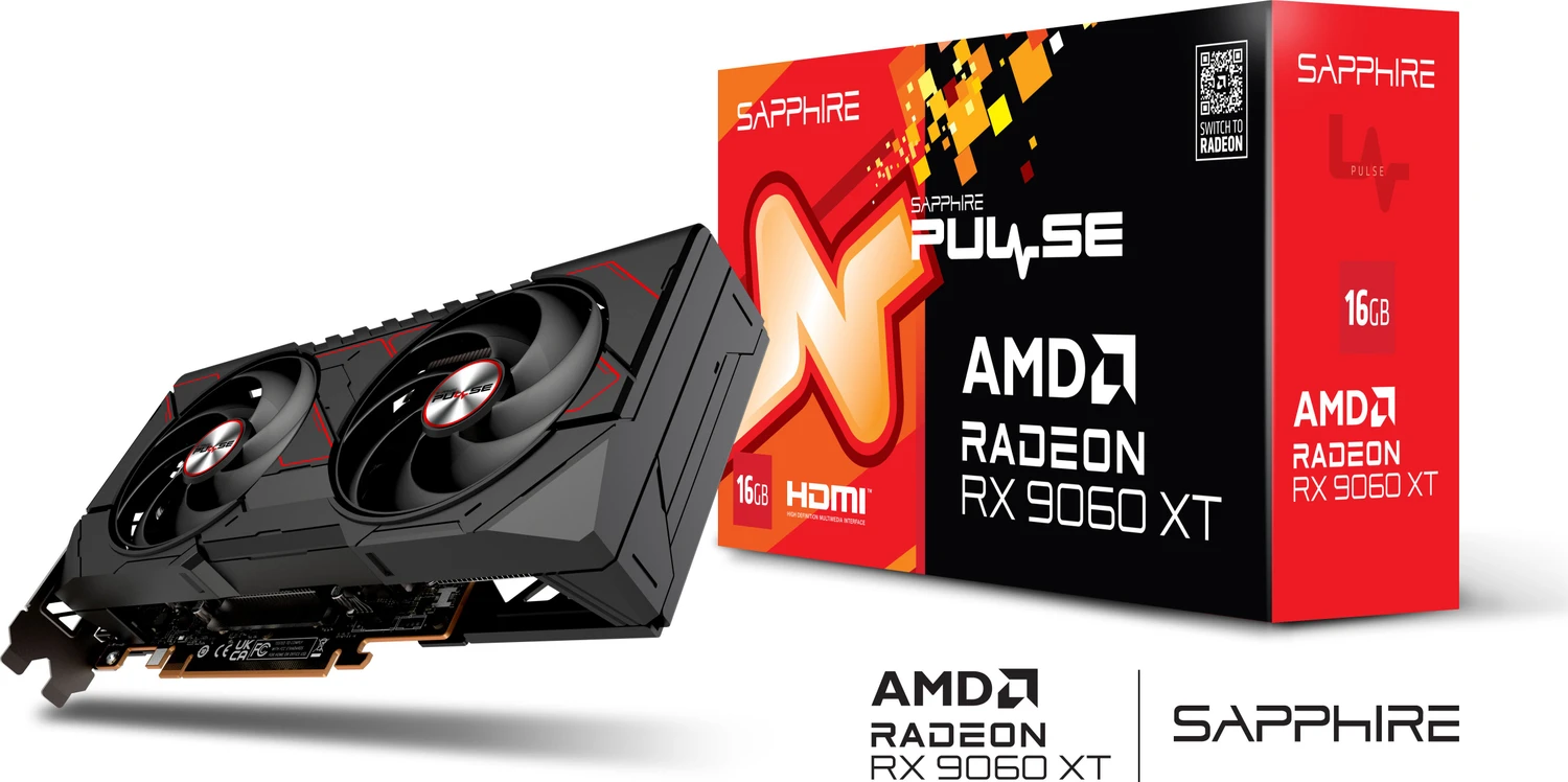 Sapphire Pulse Radeon RX 9060 XT, 16GB GDDR6, 2x HDMI, DP, lite retail