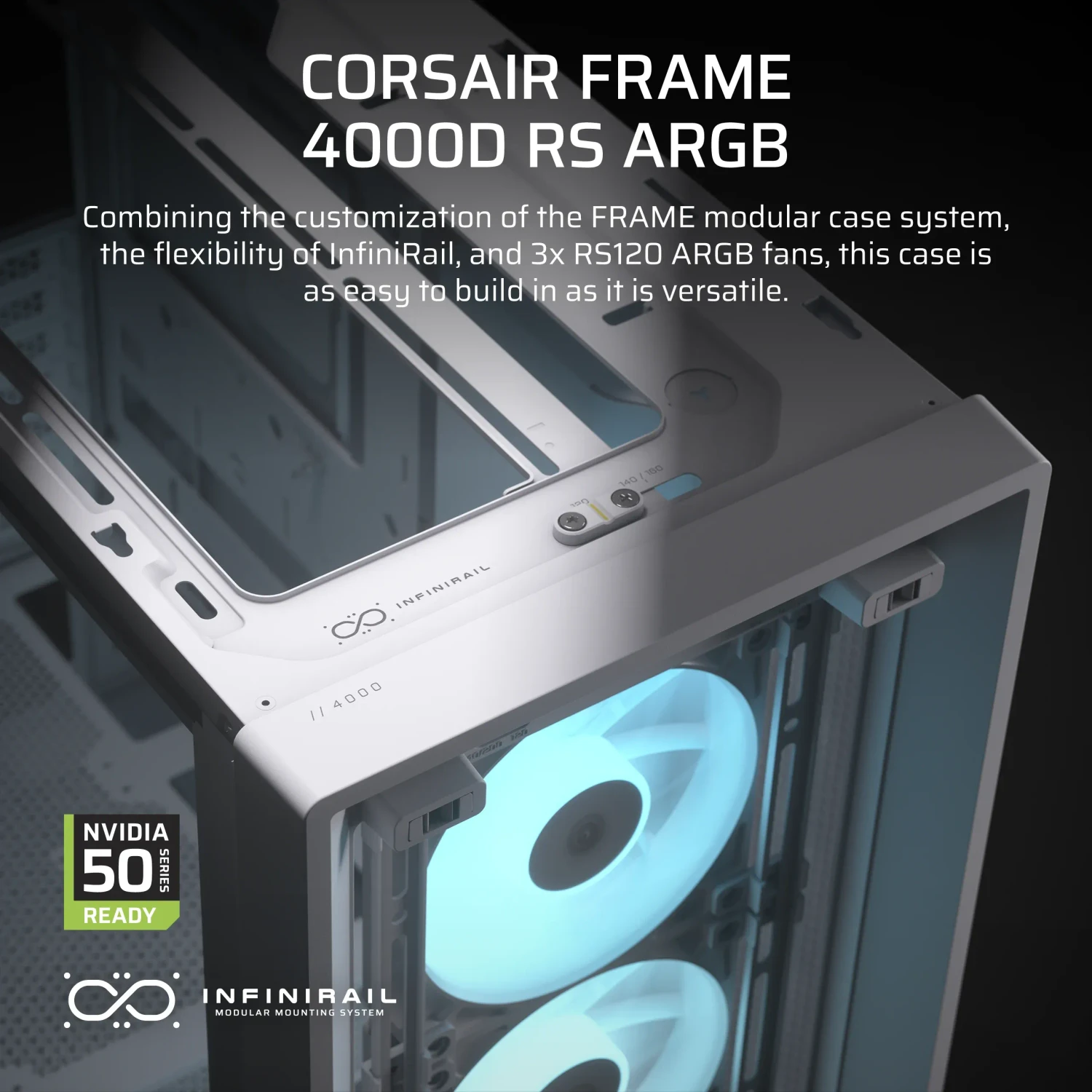 Corsair Frame 4000D RS ARGB, weiß, Glasfenster