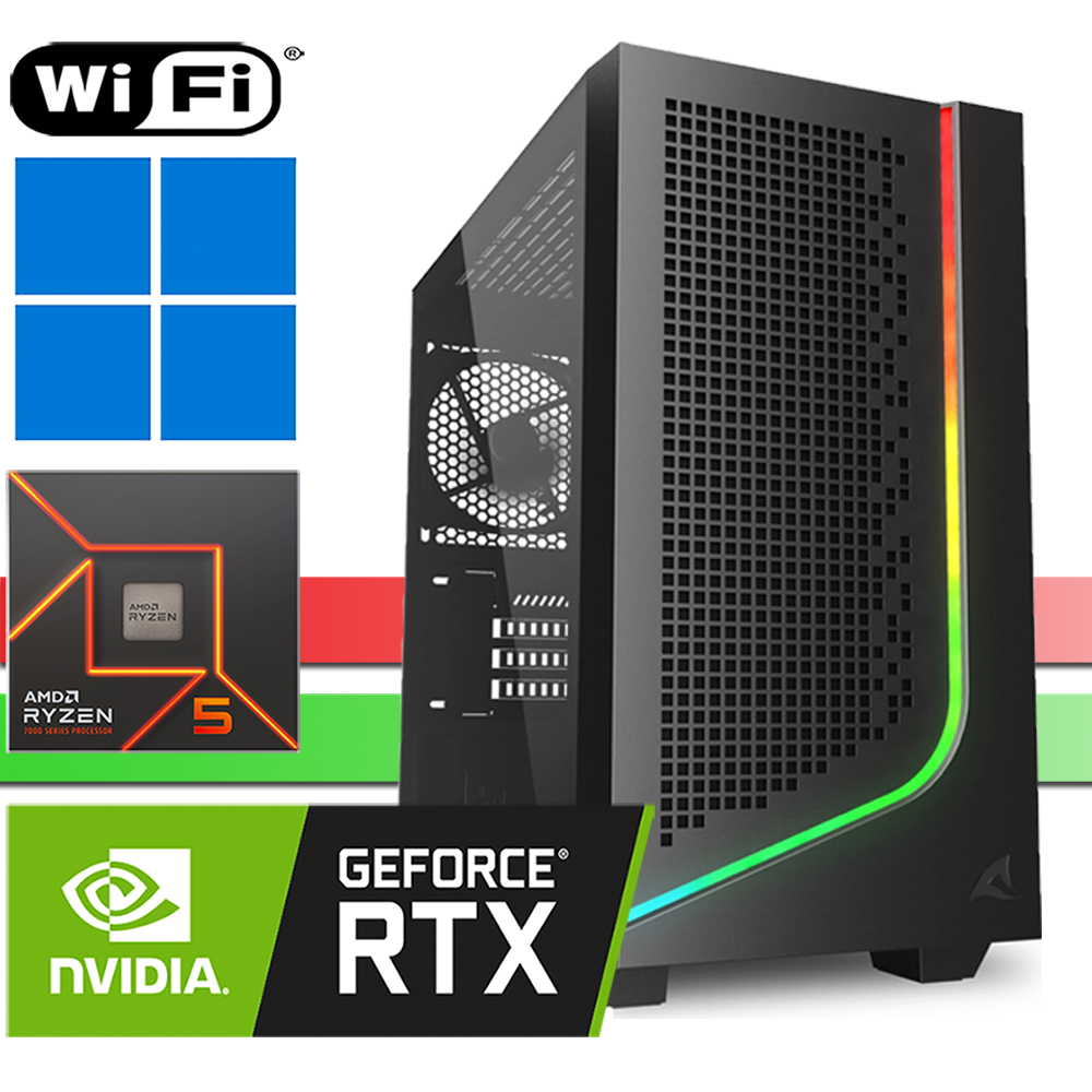 X-Gaming PC│AMD Ryzen 5 9600X│64GB RAM DDR5│2000GB NVMe SSD│4000GB HDD│RTX5060│J1000│WiFi│Windows 11 Pro