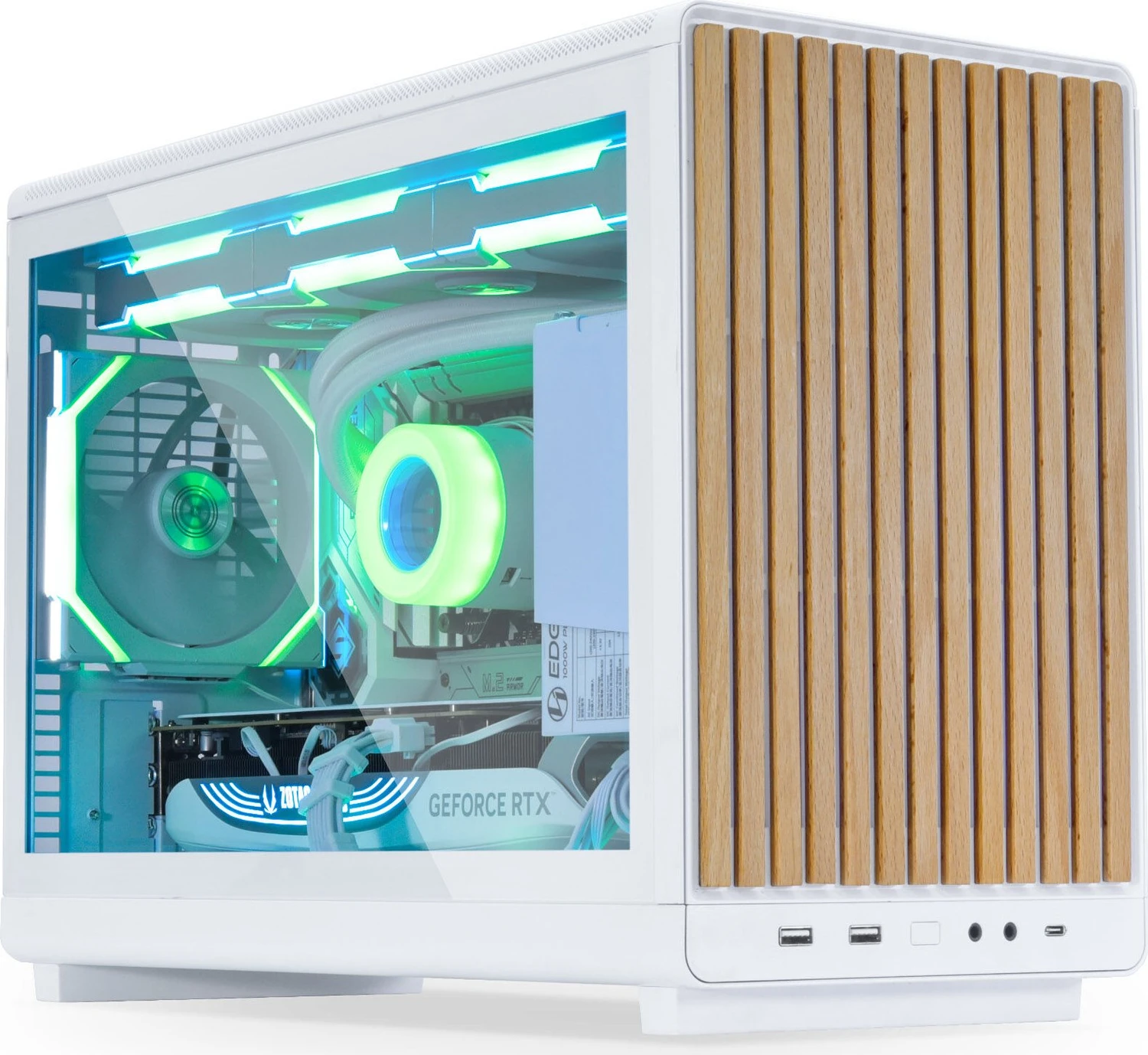 Lian Li DAN Cases A3-mATX White Wood Edition, Glasfenster