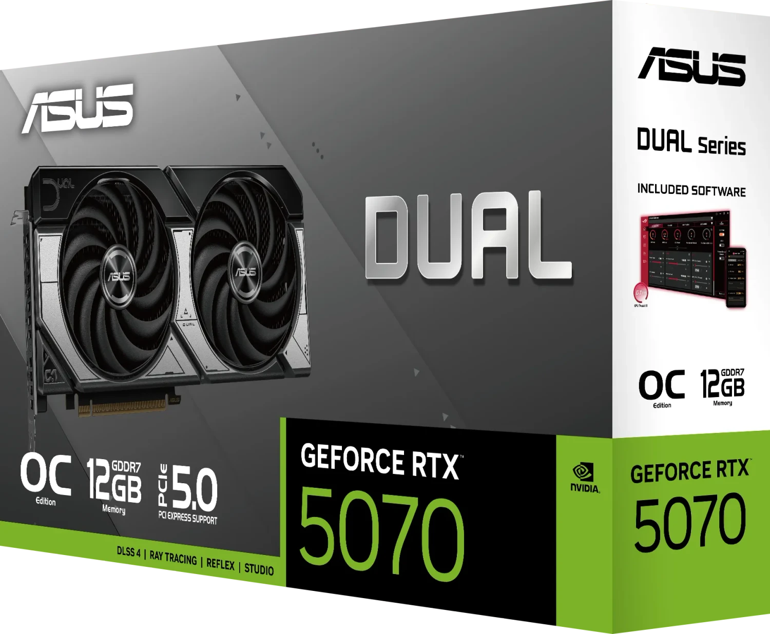 ASUS Dual GeForce RTX 5070 OC, DUAL-RTX5070-O12G, 12GB GDDR7, HDMI, 3x DP
