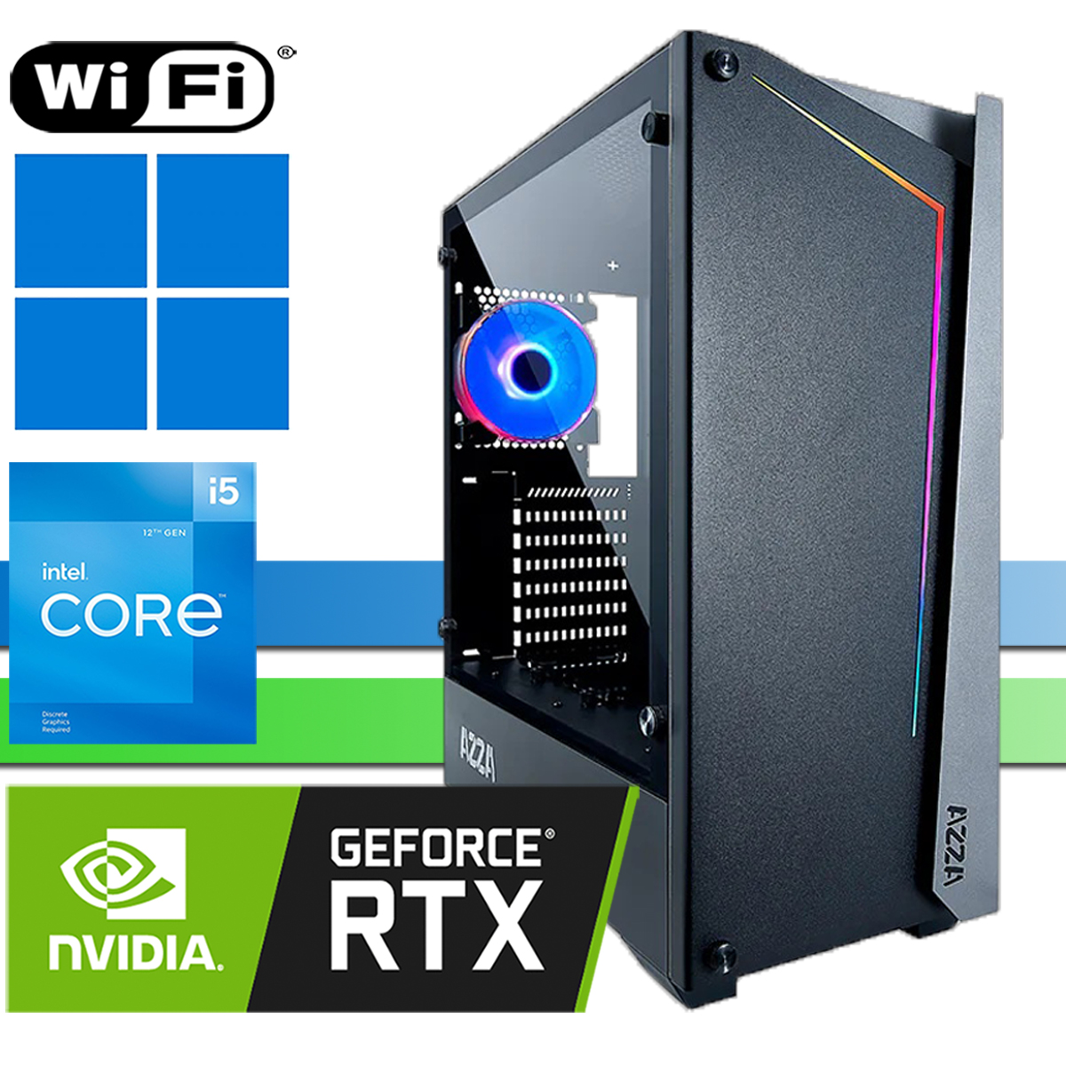 X-Gaming PC | Intel Core i5-12400F | RTX3050 | bis 64GB RAM DDR4 | bis 2TB SSD NVMe | bis 4TB HDD | WiFi | Apollo | Windows 11 Pro