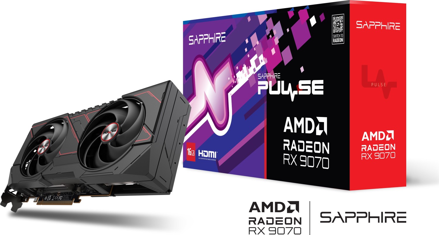 Sapphire Pulse Radeon RX 9070, 16GB GDDR6, 2x HDMI, 2x DP, lite retail