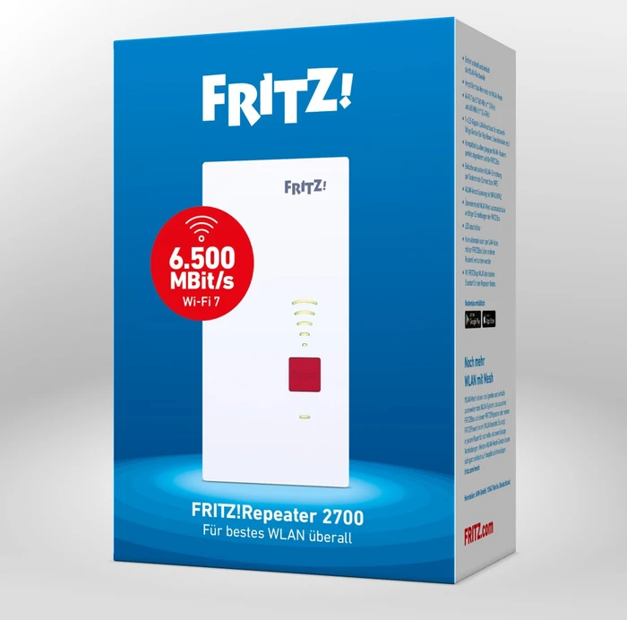 FRITZ!Repeater 2700 – Wi-Fi 7 Mesh-Repeater mit 2,5-Gigabit-LAN