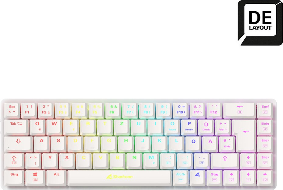 Sharkoon PureWriter W65, weiß, Kailh Choc V2 LOW PROFILE RED, USB, DE