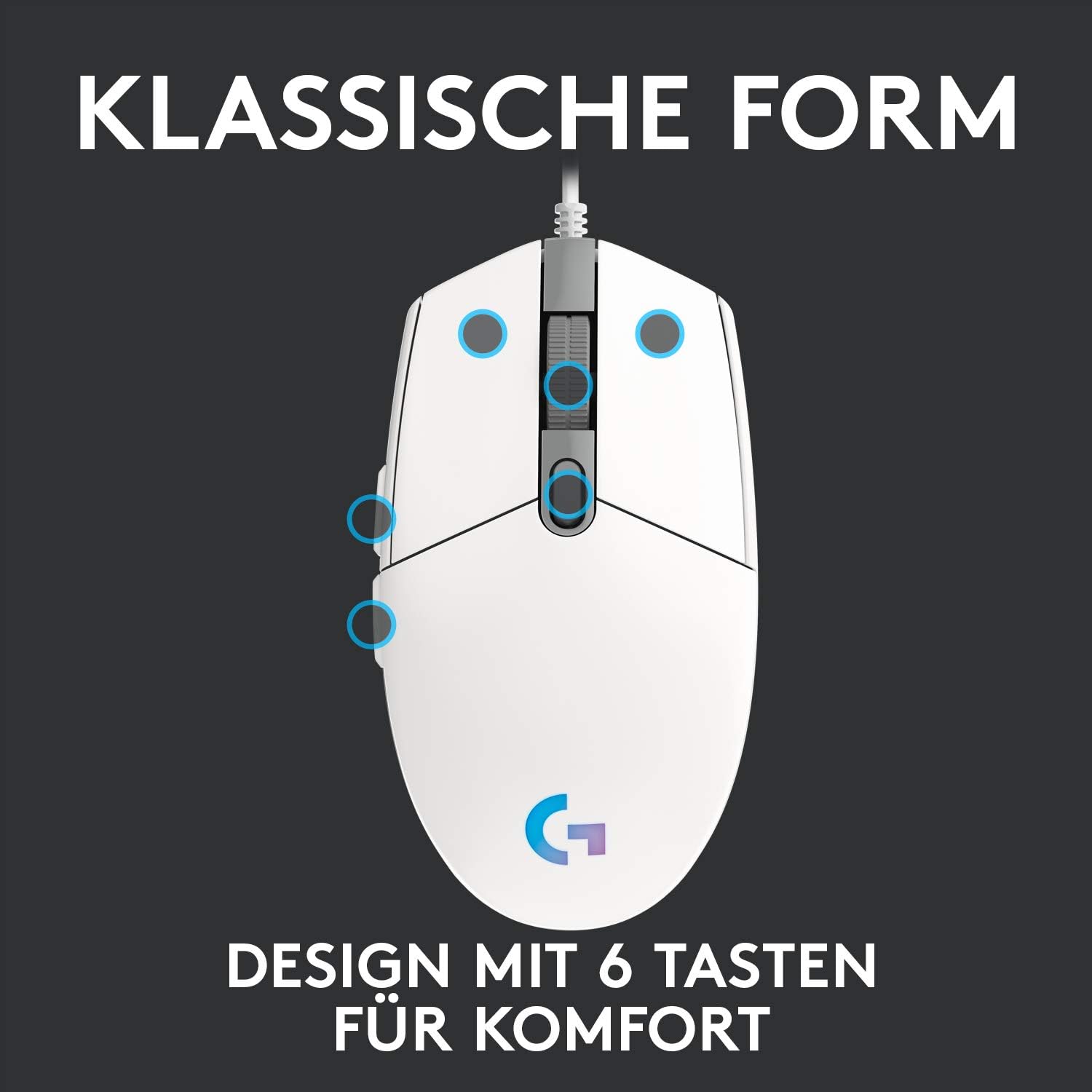 Logitech G203 Lightsync weiß, USB