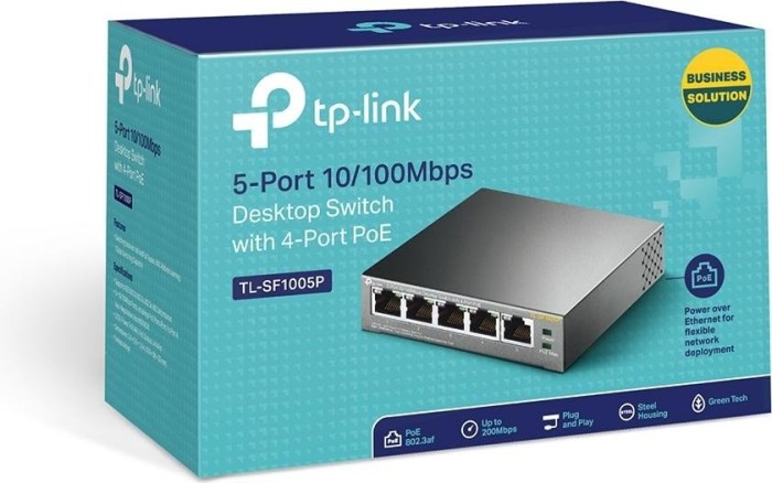 TP-Link TL-SF1000 Desktop Switch, 5x RJ-45, 60W PoE - TL-SF1005P