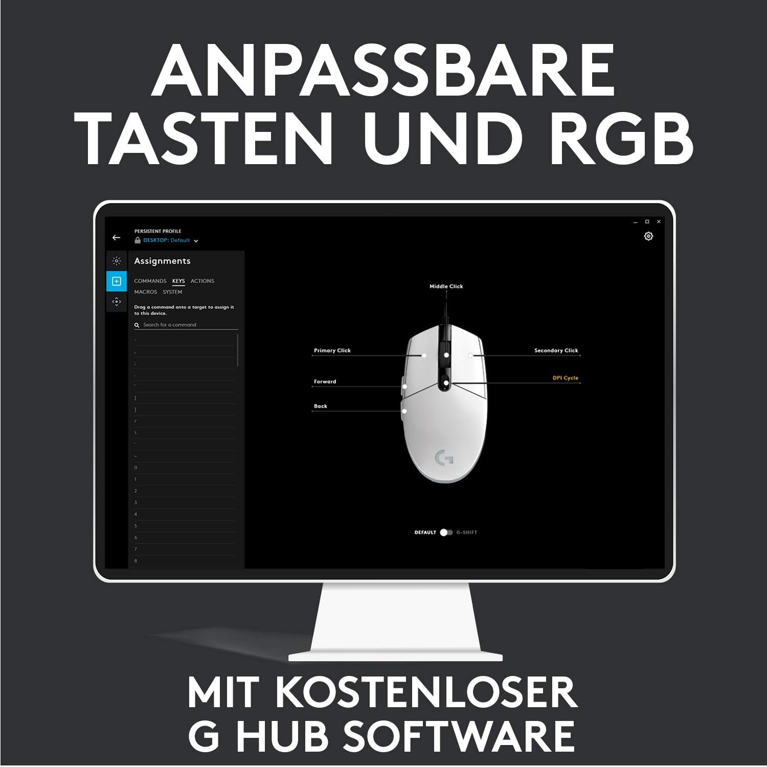 Logitech G203 Lightsync weiß, USB