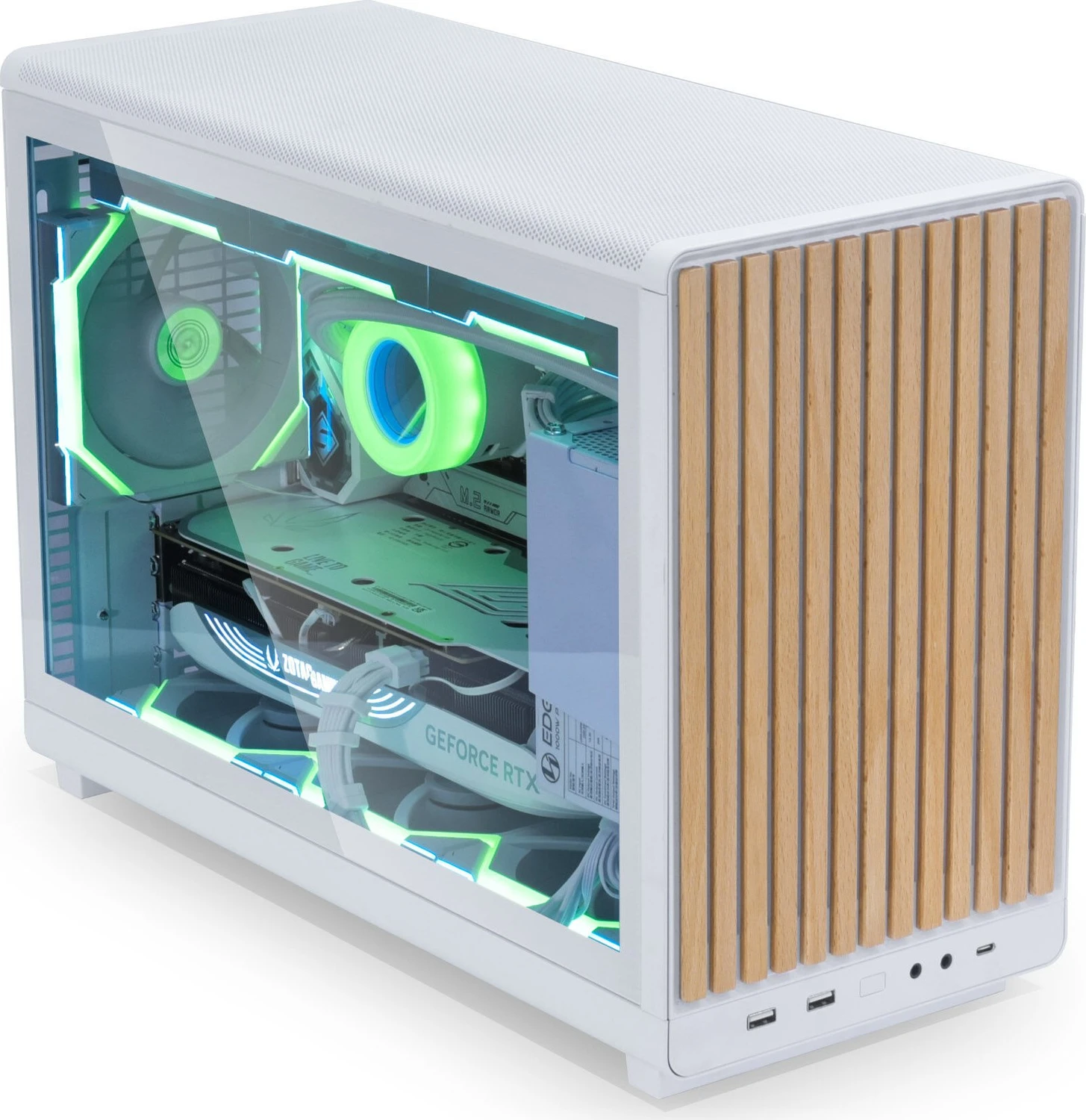 Lian Li DAN Cases A3-mATX White Wood Edition, Glasfenster