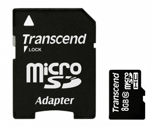 8 GB Transcend microSDHC Kit, Class 10 - TS8GUSDHC10