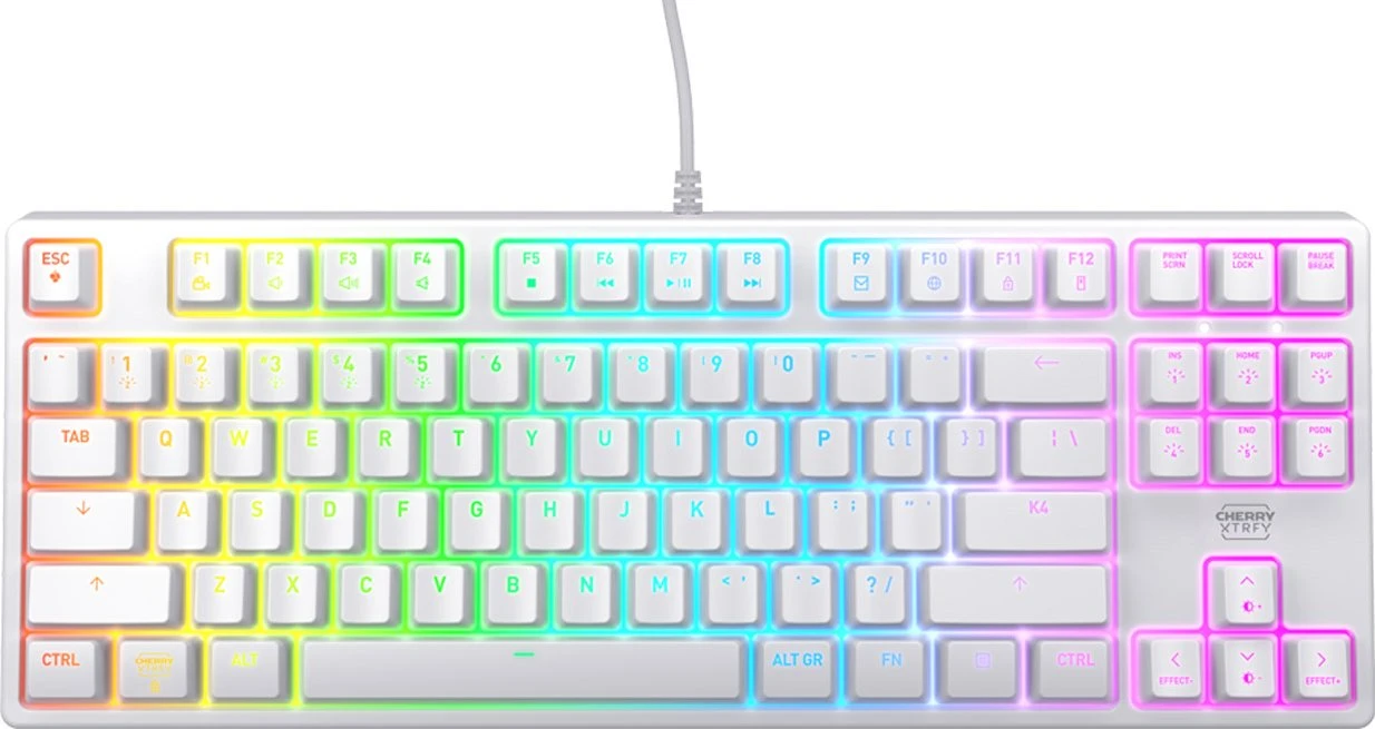 Cherry Xtrfy K4V2 TKL, Gaming-Tastatur , weiß, LEDs RGB, MX2A RGB RED, USB, DE