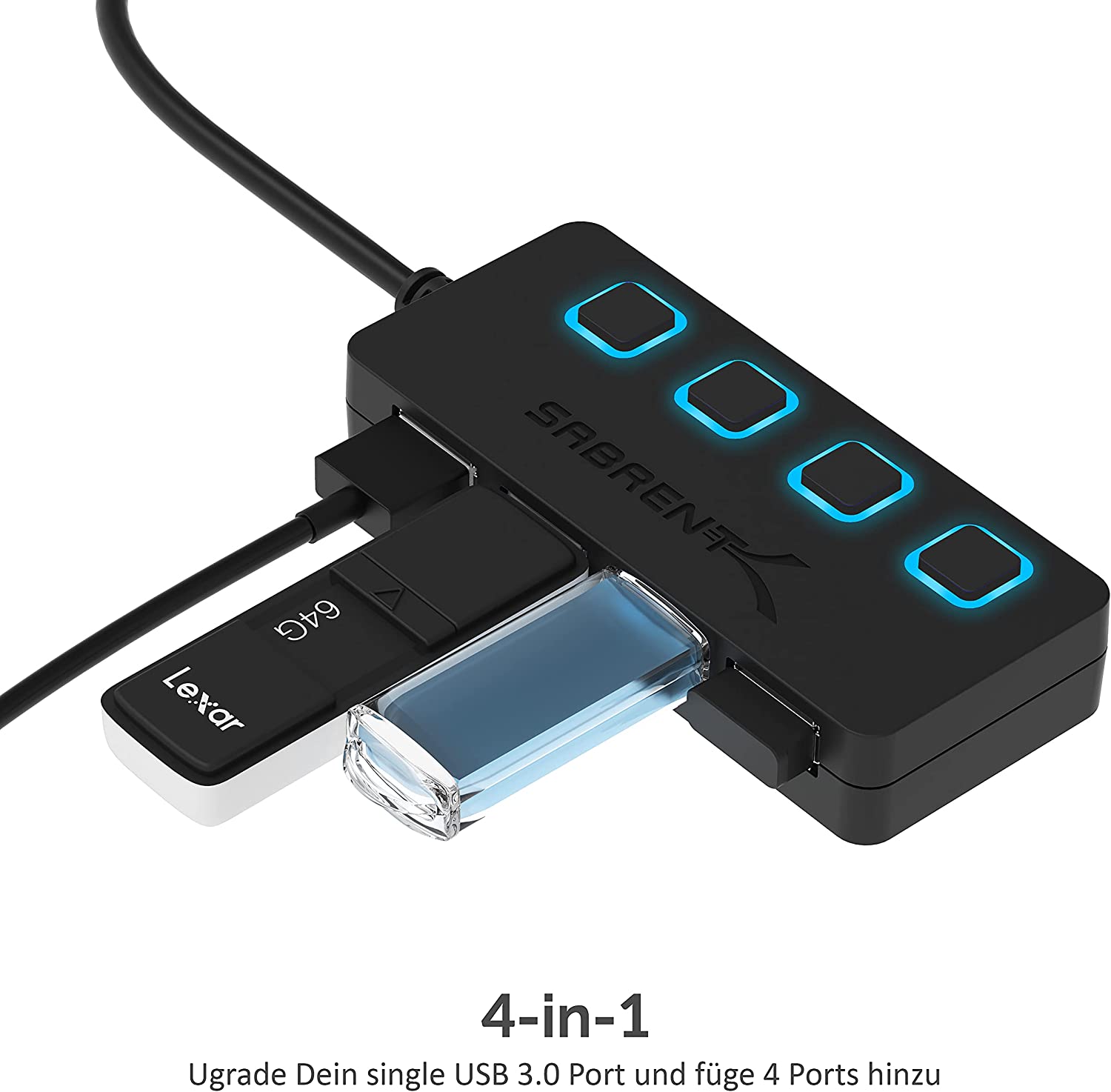 Sabrent HB-UM43 USB3.0-Hub ein/aus-Schalter