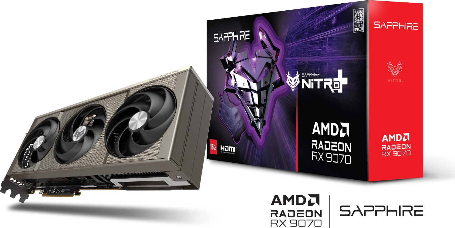 Sapphire Nitro+ Radeon RX 9070, 16GB GDDR6, 2x HDMI, 2x DP, lite retail