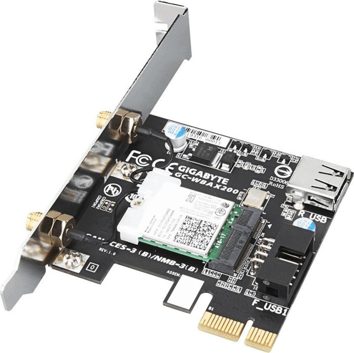 Gigabyte GC-WBAX200, 2.4GHz/5GHz WLAN, Bluetooth 5.0 LE, PCIe x1