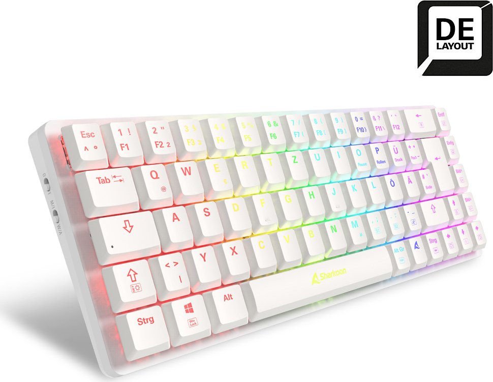 Sharkoon PureWriter W65, weiß, Kailh Choc V2 LOW PROFILE RED, USB, DE