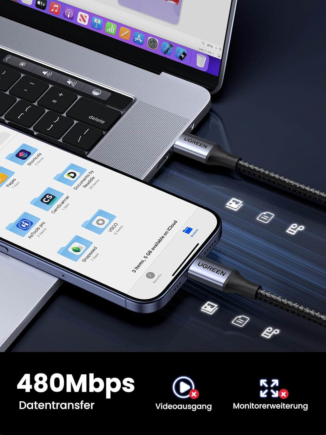 UGREEN USB C Kabel 240W Power Delivery 3.1 Ladekabel USB C auf USB C 1meter UGREEN USB C Kabel 240W Power Delivery 3.1 Ladekabel USB C auf USB C 1meter