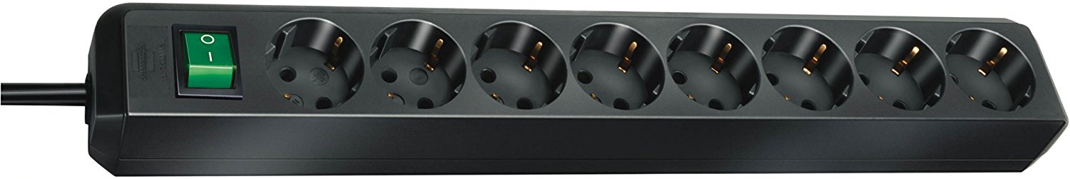 Brennenstuhl Eco-Line mit Schalter schwarz 8-fach, 3m (1159300018)