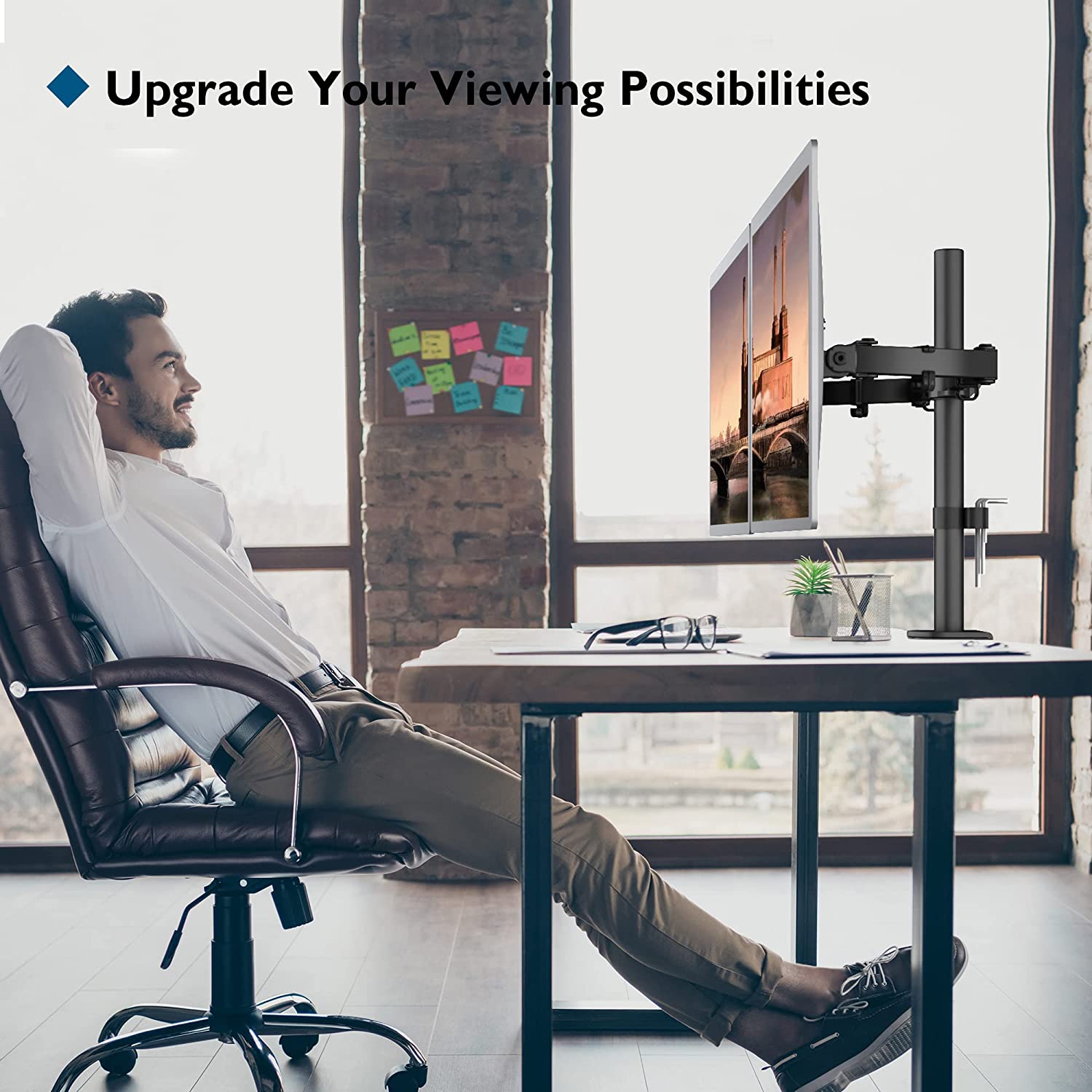 BONTEC Monitor Halterung für 2 TFTs Höhenverstellbar