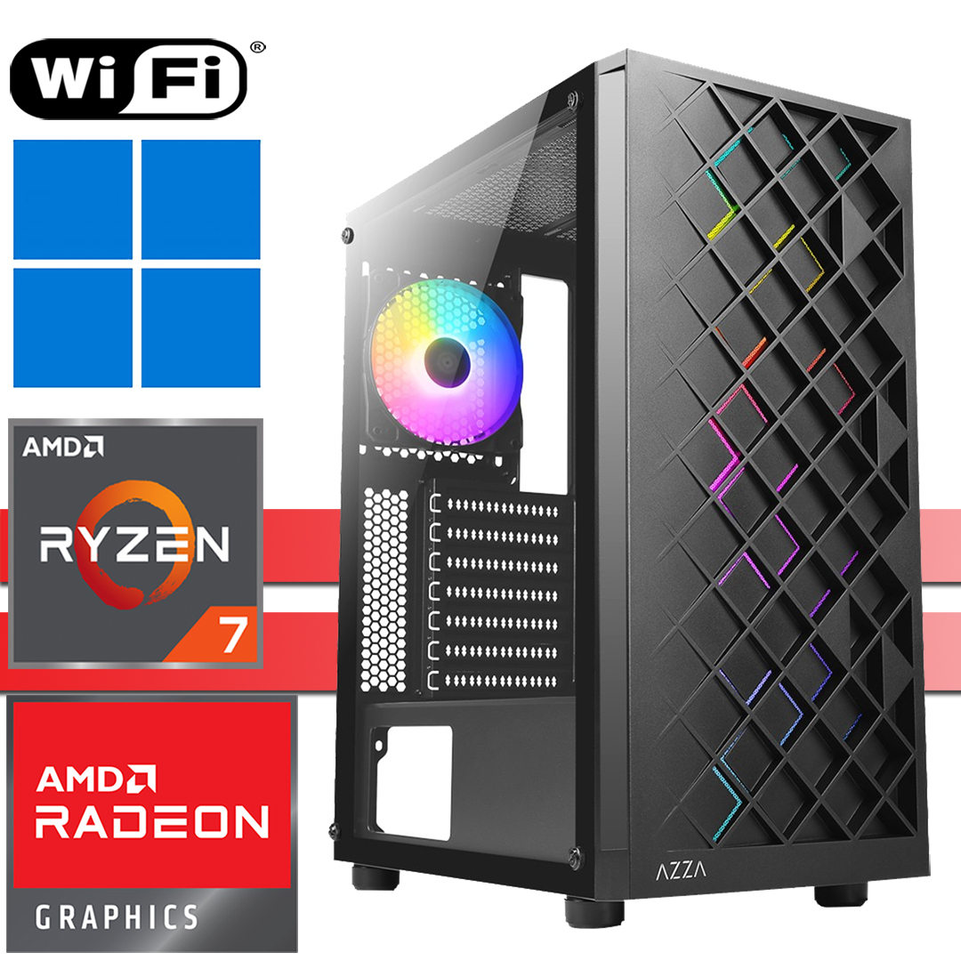 X-Gaming PC | AMD Ryzen 7 5700G | 16GB RAM DDR4 | 256GB SSD NVMe | ohne HDD | WiFi | Spectra Black | Windows 11 Pro