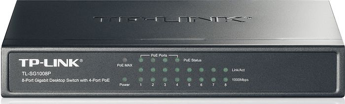 TP-Link TL-SG1008P Desktop Gigabit Switch, 8x RJ-45, PoE+