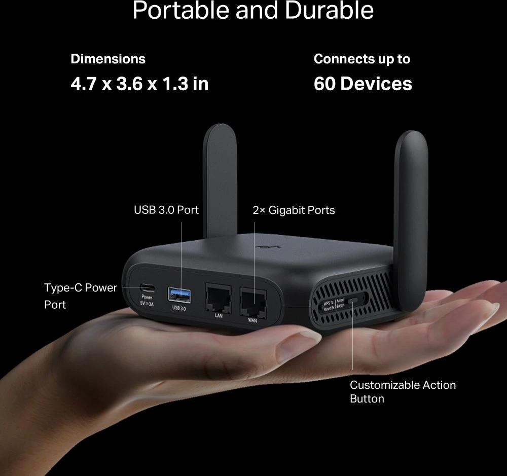 TP-Link Roam TL-WR1512X AX1500 Wi-Fi 6 Reiserouter – Schnelles WLAN für unterwegs